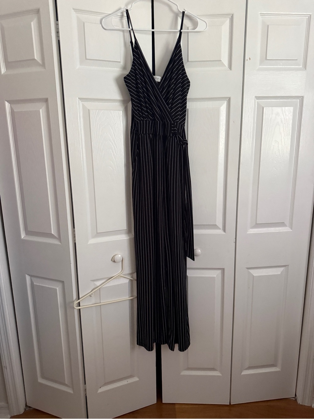 Kaileigh Black and White Pinstripe Maxi Dress